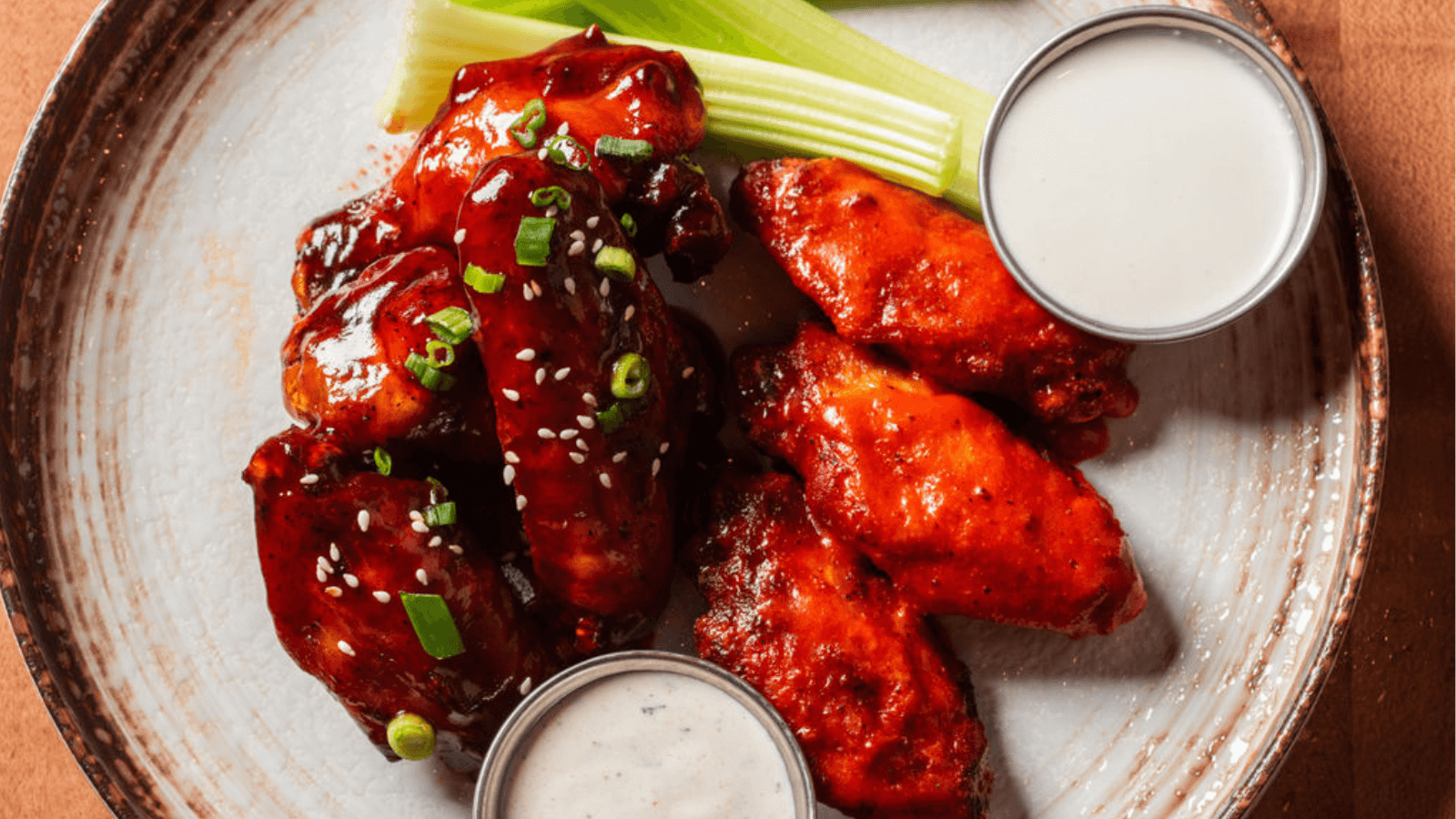 Teryaki and buffalo wings